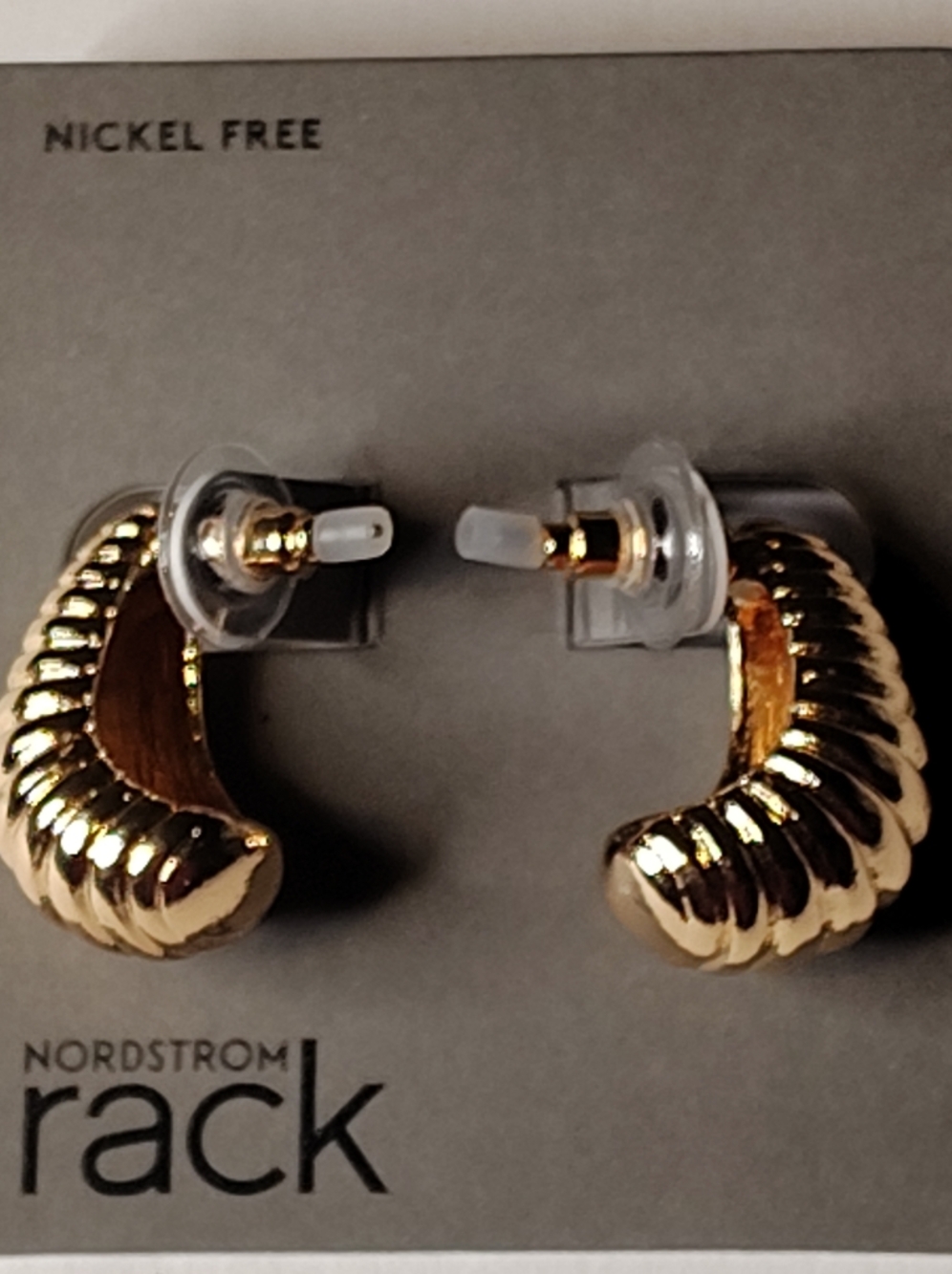 Nordstrom Rack Gold Ribbed Hoop Earrings - Picture 2 of 2